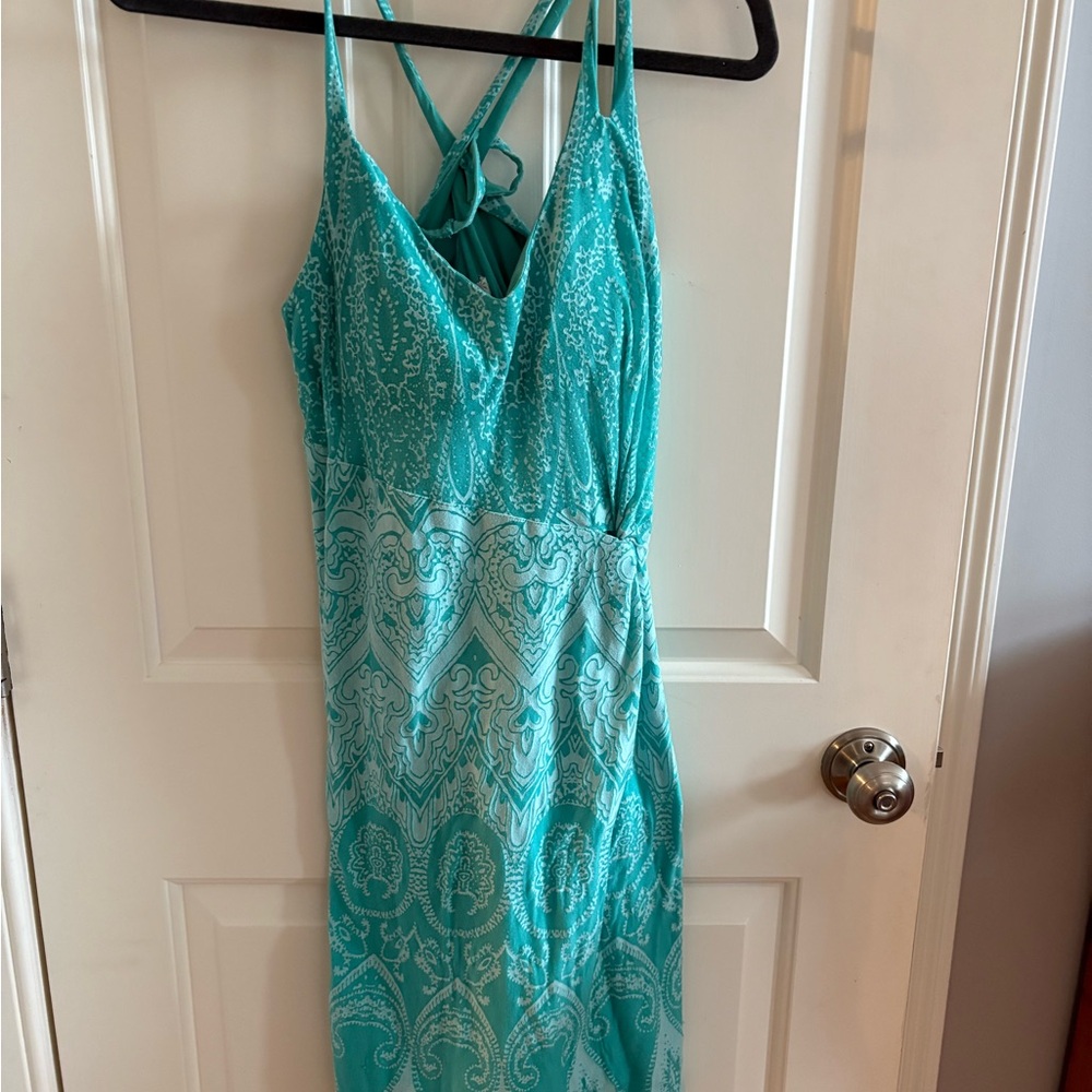 Athleta Printed Strappy Dress- wrap like fit-Small